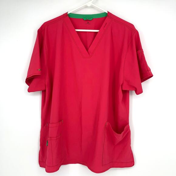 Carhartt C12110 Women's Force Cross Flex Modern Fit V-Neck Hot Pink Green 2X - Picture 1 of 5